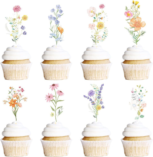 Rngmsi wildflower cupcake toppers set front view for garden party