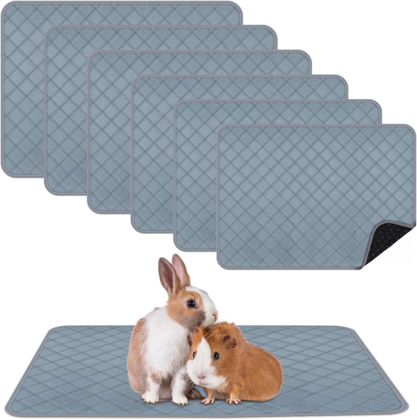6 Packs Washable Guinea Pig Cage Liners, Waterproof Guinea Pig Pee Pads Reusable Absorbent Bedding Anti Slip Mats for Small Animals Bunny Rabbit Hamster (12 x 12in) - Image 10