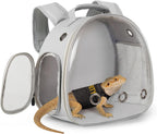 Bearded Dragon Carrier Backpack with Two Security Printing Harness with Leash Sets, Reptile Lizard Travel Bag to Carry and Transport Small Animal Kitten Bunny Guinea Pig to Vet(Brown, PU Leather) - Image 11