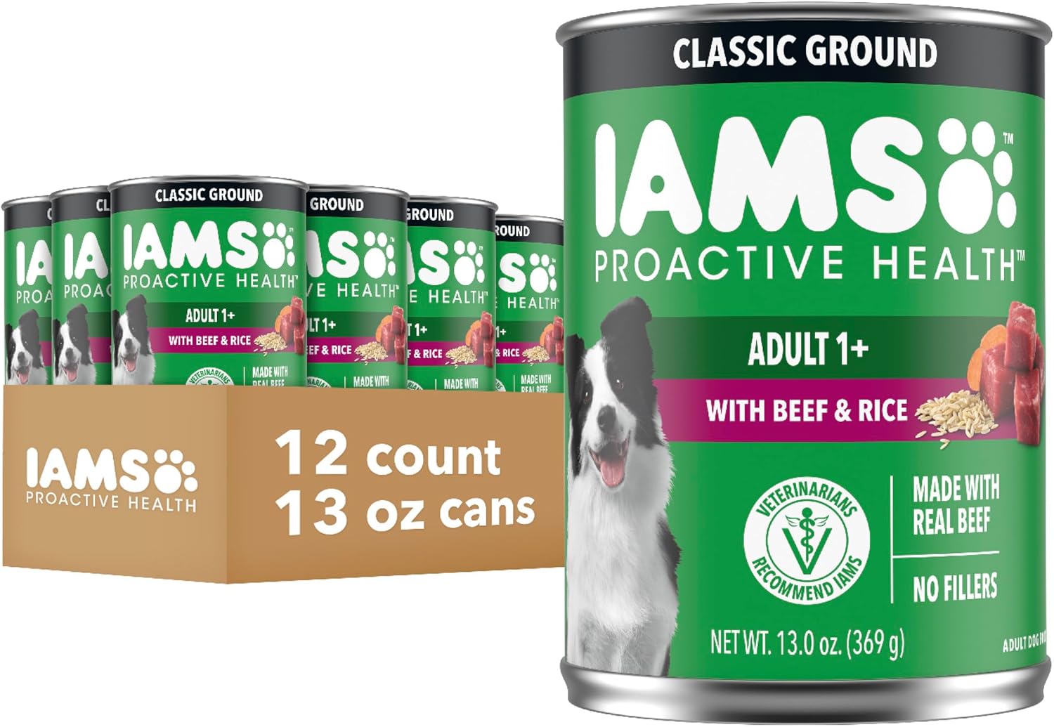 IAMS Proactive Health Wet Dog Food, Adult Wet Dog Food Multipack Ground Dinner, with Chicken & Rice, 13 oz. Cans (Pack of 12) - Image 12