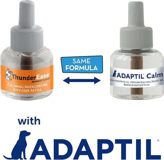 ThunderEase calming refill bottle with ADAPTIL logo closeup view