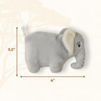 Durable plush elephant dog toy with rope tail detail