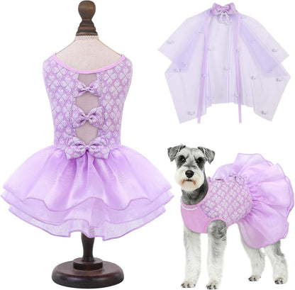 ASENKU Dog Dress, Dog Wedding Dress, Pet Lace Princess Dress with Bows for Wedding Birthday Party, Puppy Formal Apparel with Pearl Necklace for Large Dogs (Pink, XX-Large) - Image 9