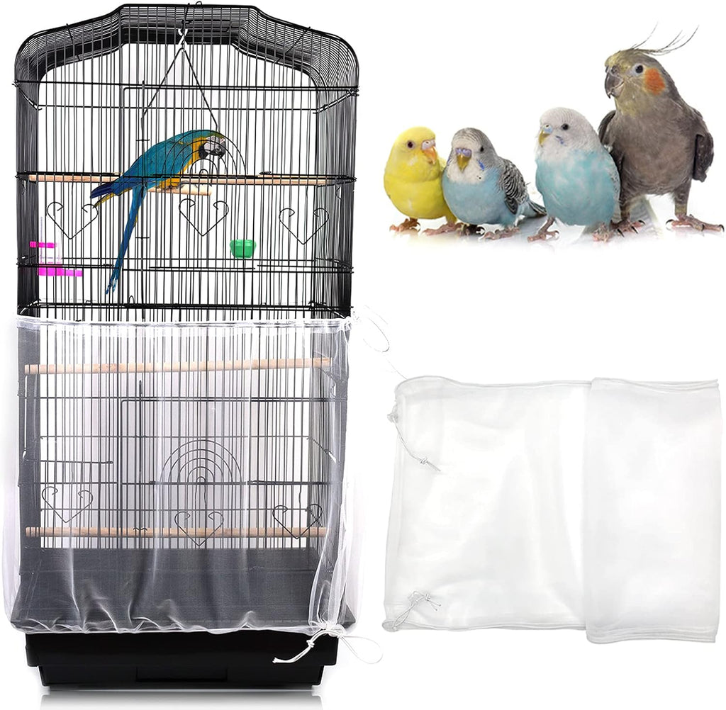 Daoeny Universal Bird Cage Cover front view showing white mesh skirt