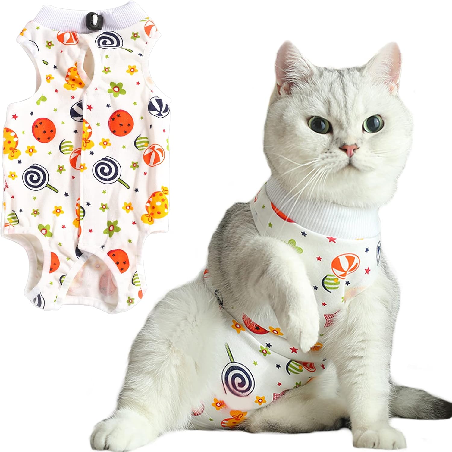 Cat Recovery Suit, 1 PCS Pet Surgical Recovery Suit Pet Cone Alternative for Small Medium Pets, M - Image 9