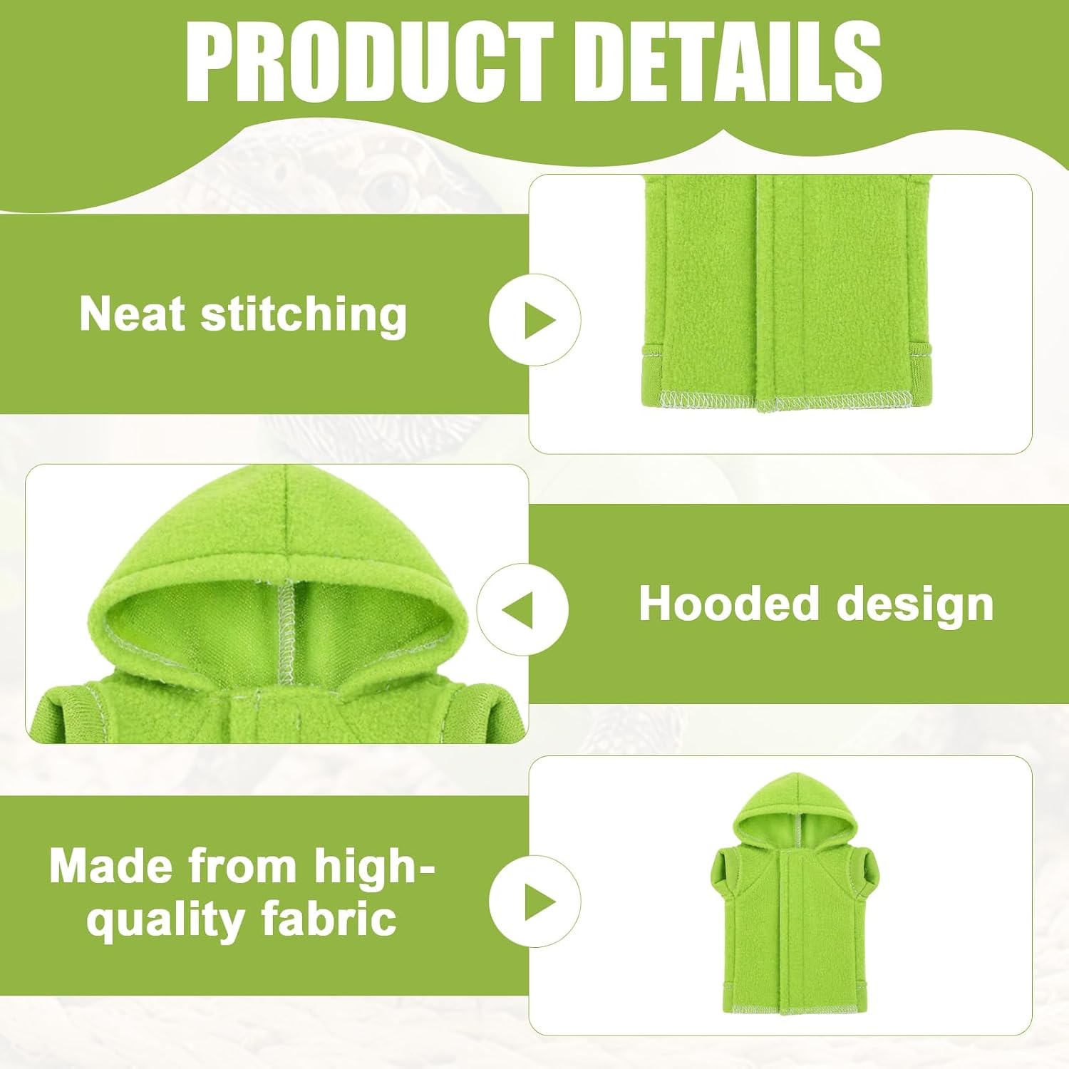 Husoiuy soft fleece sweatshirt for small pet lizards side view