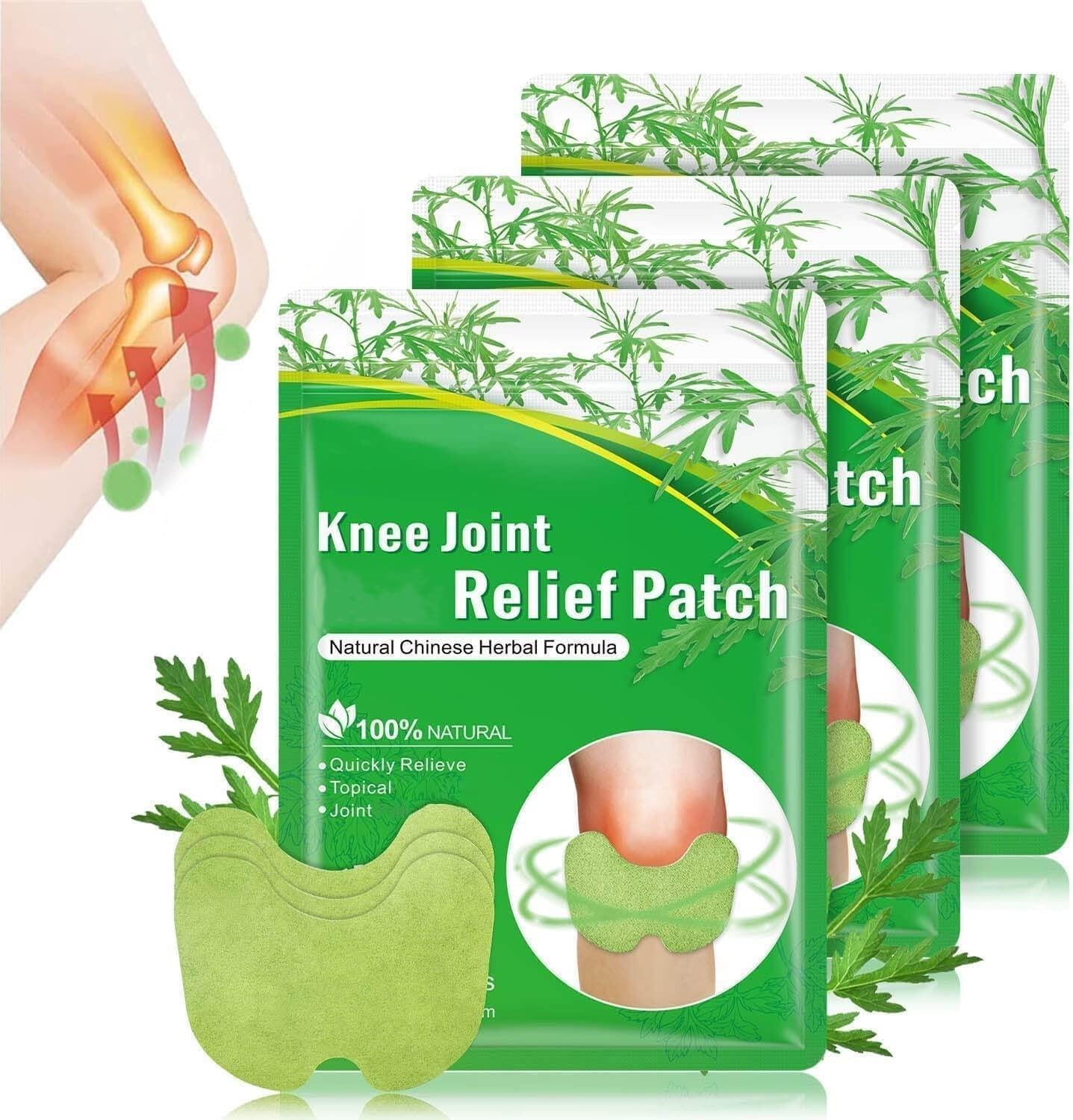 Edumaision Natural Knee Joint Relief Patches 36 Pieces box front view featuring herbal self heating design
