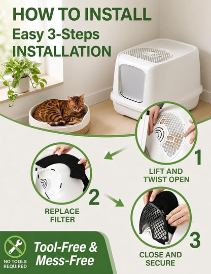 USA imported high performance charcoal air purifying filters for modern cat litter boxes