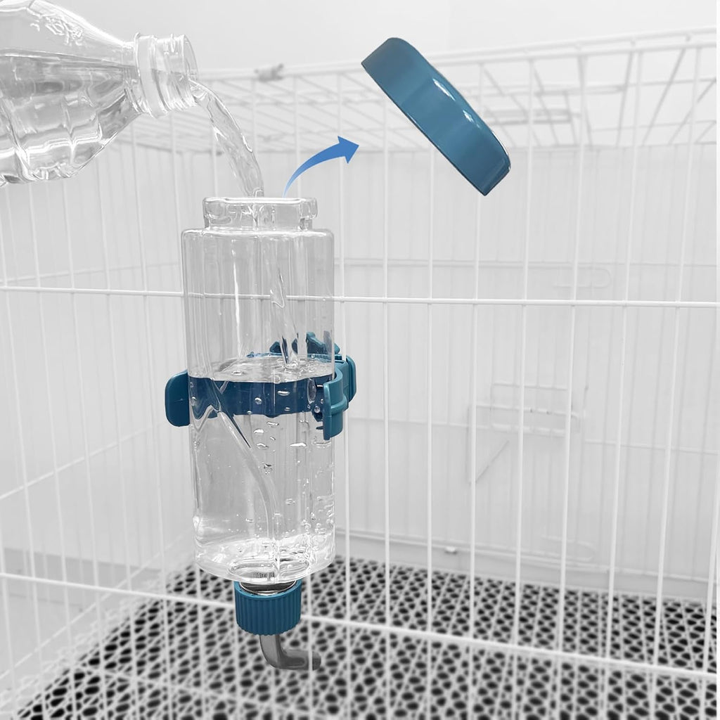 LOS ANDES 16.9oz Small Animal Water Bottle for Cage,Crate, Top Fill Water Dispenser for Guinea Pigs/Bunnies/Ferrets/Squirrel/Hedgehog/Hmaster, BPA Free, Updated Mouth, Blue - Image 2