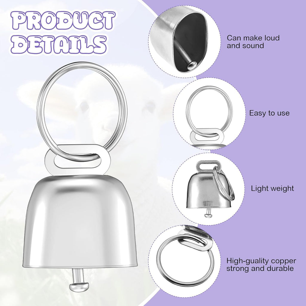 Durable grazing copper bell with metal loop hardware attached to the alloy D ring of the purple Talltalk collar.