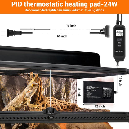 Reptitrip reptile heat mat showing temperature display and probe