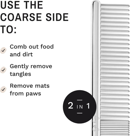 Eye Envy professional pet comb highlighting the comfortable grip handle for delicate eye cleaning