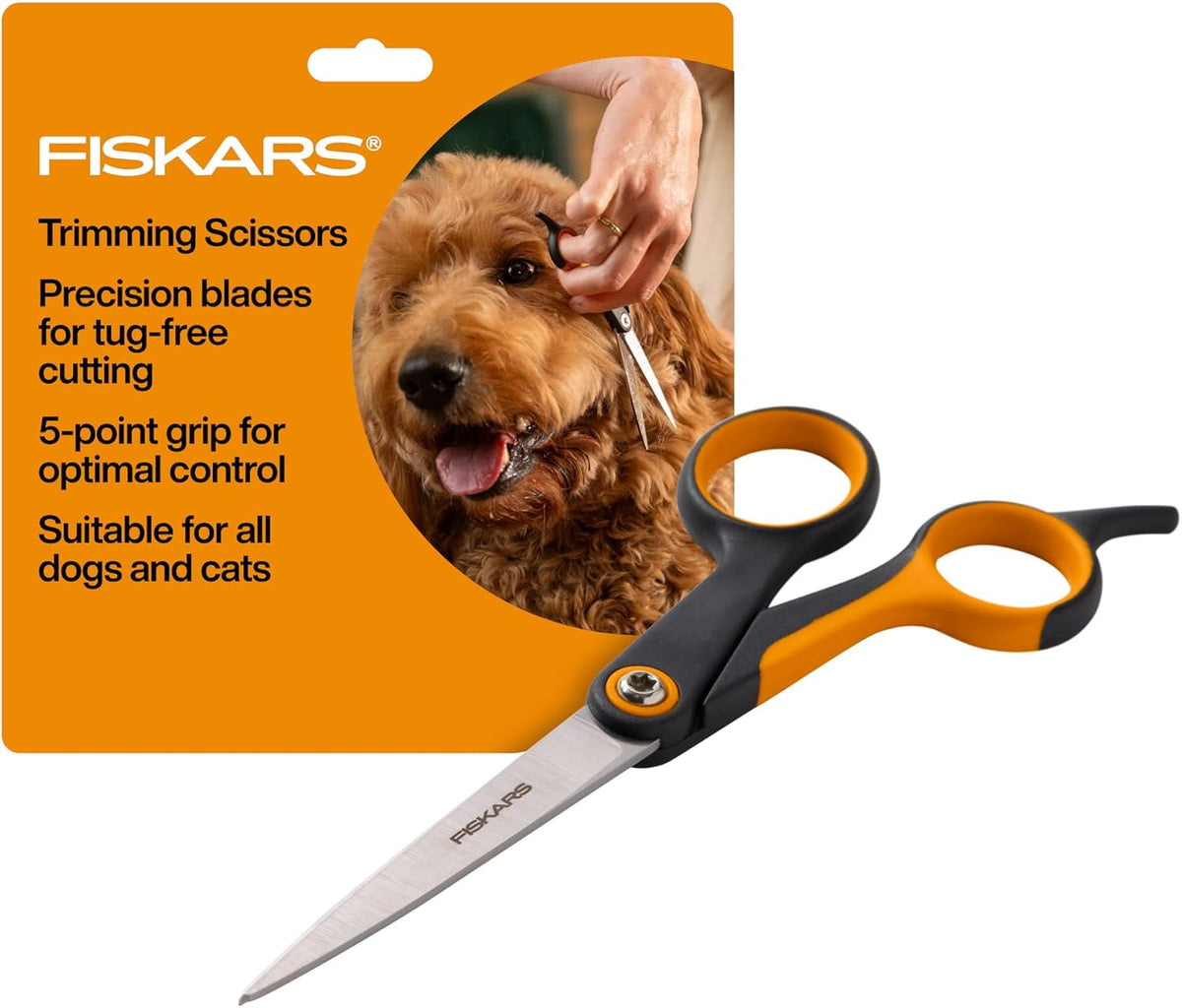 Fiskars Pet, Dog & Cat Grooming Scissors, Rounded Tips & SoftGrip Handle, Cat and Dog Supplies, 5.5", Orange/Black, Detailing Scissors - Image 11