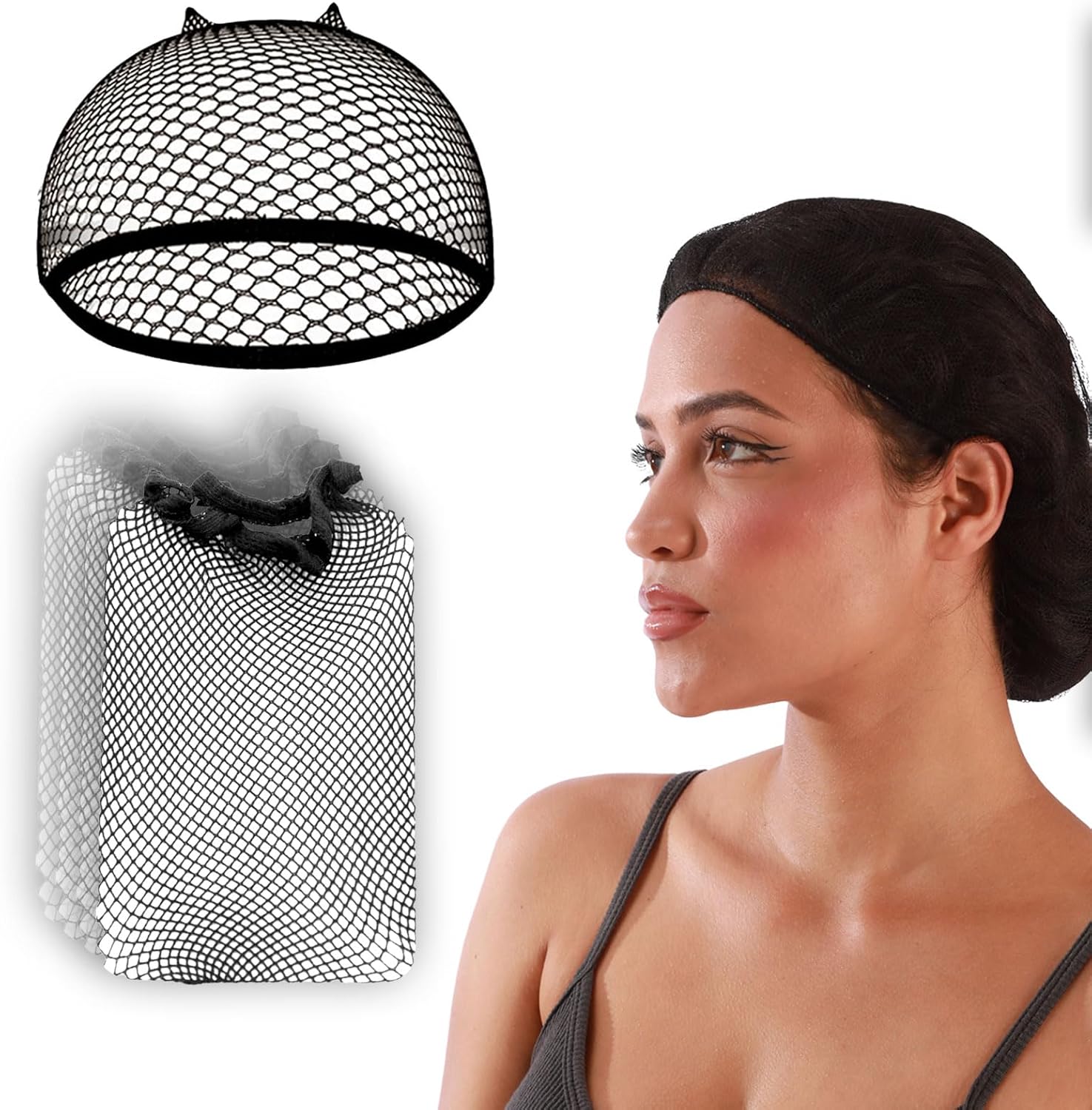 Smilco 10 piece mesh wig cap set in black packaging