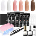 Modelones poly nail extension gel kit front view with 6 colors and mini LED lamp