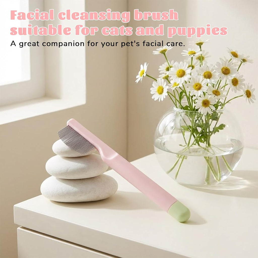 Stainless steel flea comb for dogs showing ergonomic handle
