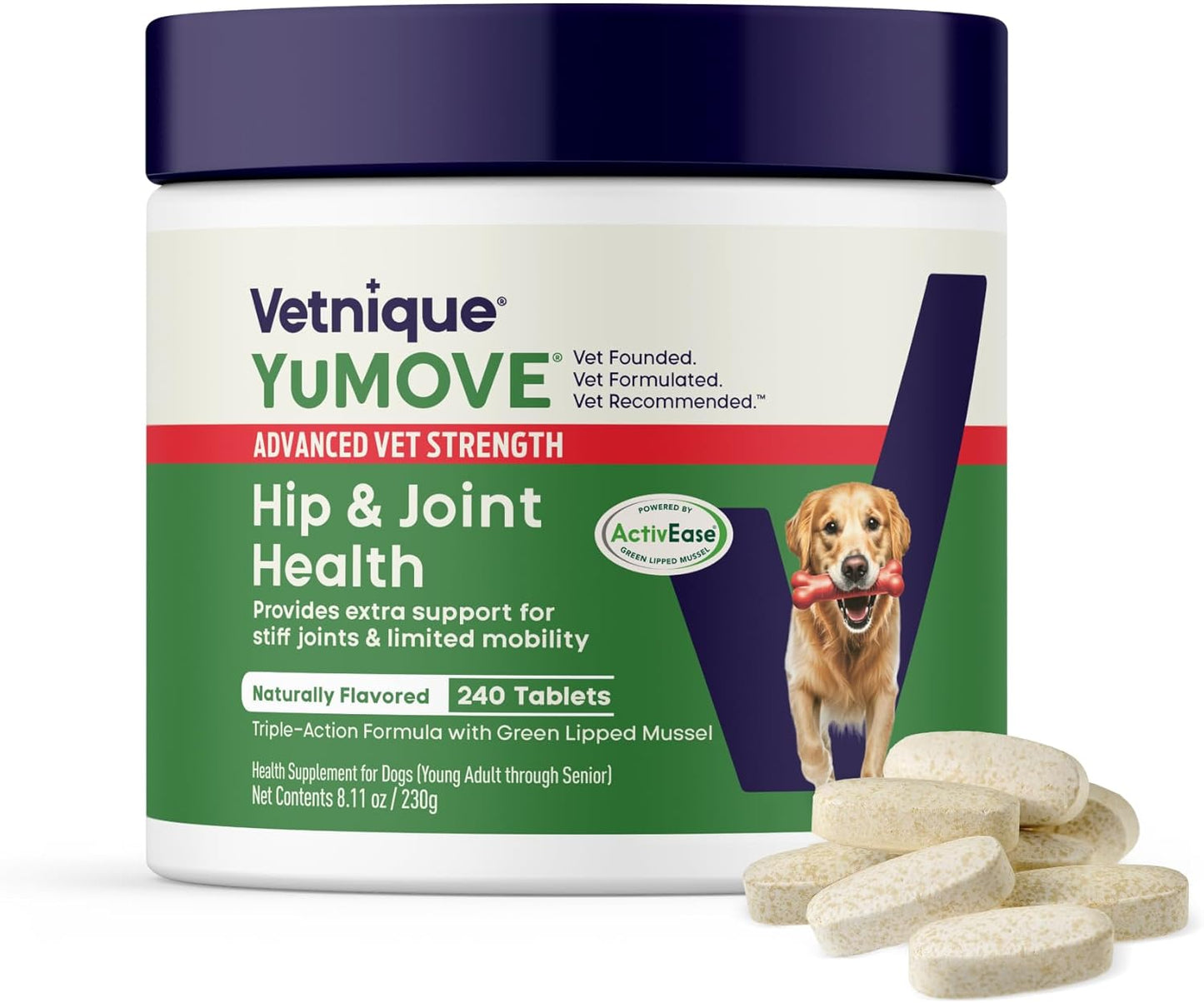 YuMOVE Dog Hip & Joint Supplement, Regular or Advanced Strength - ActivEase Green Lipped Mussel, Glucosamine, Hyaluronic Acid & Omega 3 - Chewable Tablets (300ct Chewable Tablets, Regular Strength) - Image 12