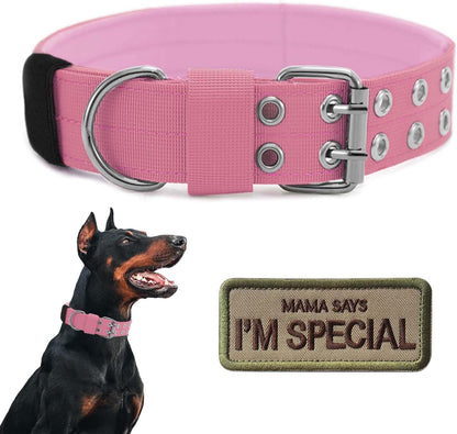 Black tactical collar for medium and large dogs