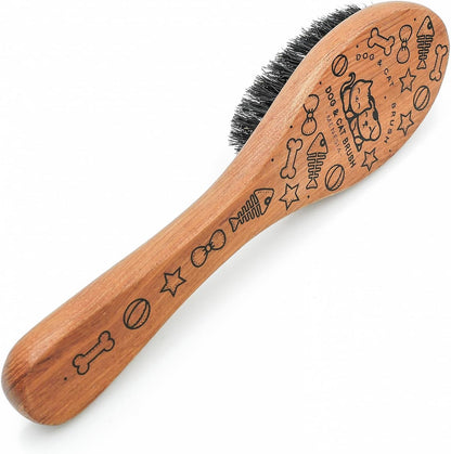 Close up view of the zero point seven inch soft boar bristles on Menesia brush