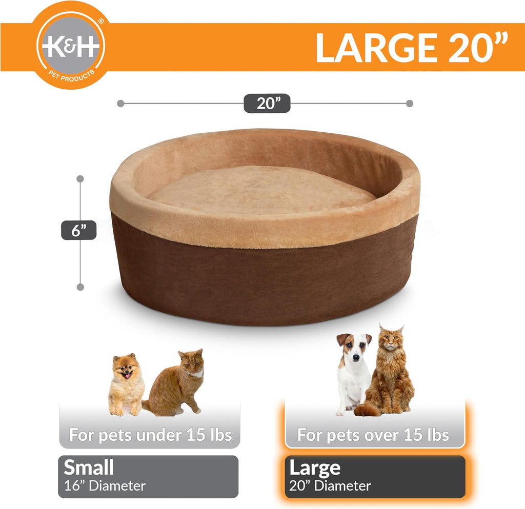 Large 20-inch heated cat bed with soft foam walls