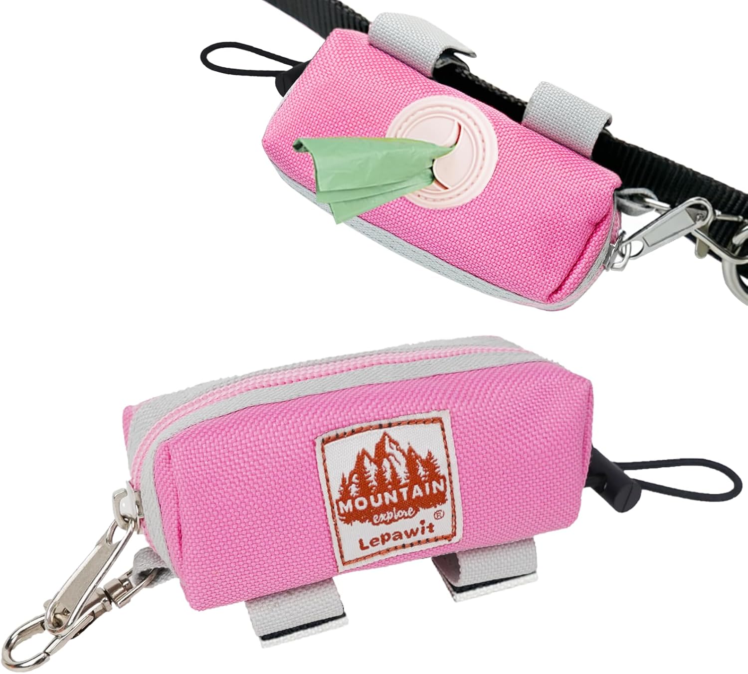 Dog Poop Bag Holder for Leash, Zippered Canvas Poop Bag Dispenser Pouch with Velcro Straps & Metal Carabiner Clip, Holds Keys & Treats for Daily Dog Walking - Image 11