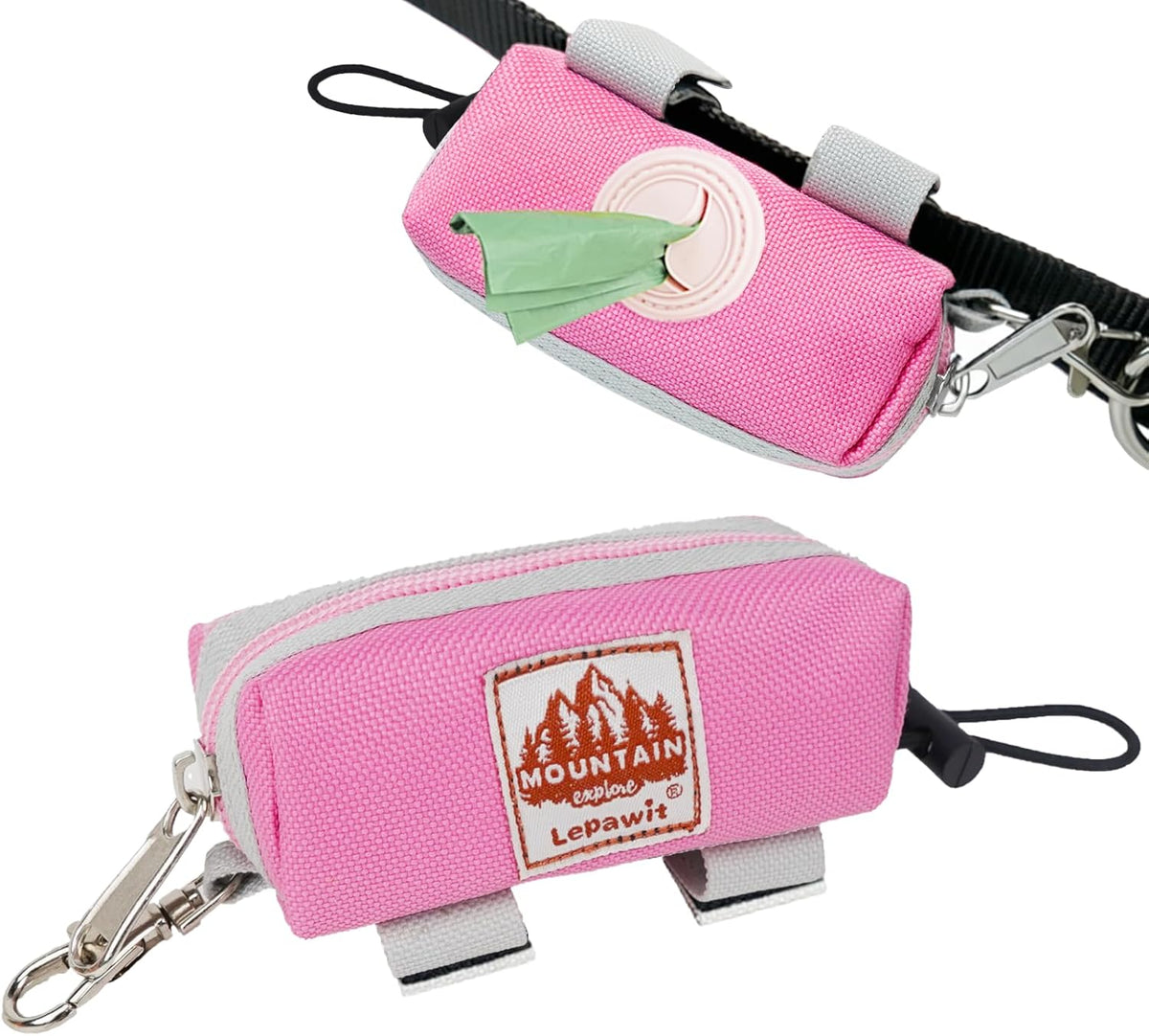 Dog Poop Bag Holder for Leash, Zippered Canvas Poop Bag Dispenser Pouch with Velcro Straps & Metal Carabiner Clip, Holds Keys & Treats for Daily Dog Walking - Image 11