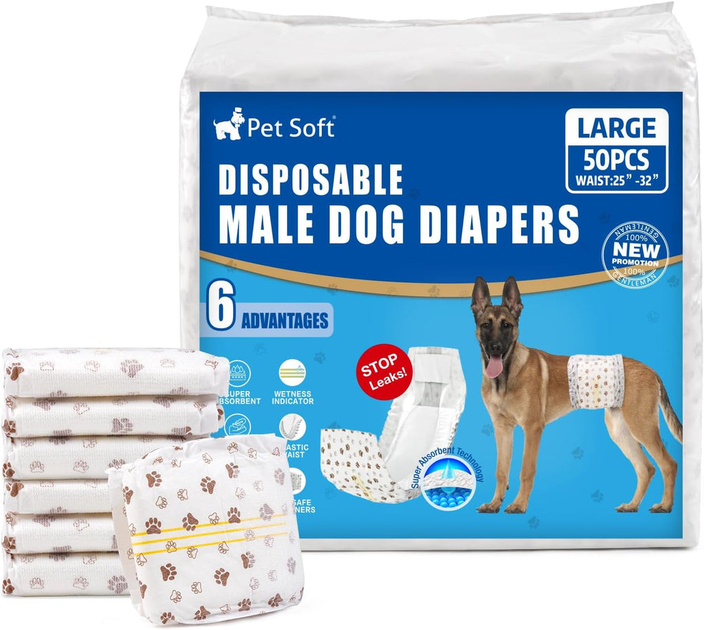 Pet Soft Dog Diapers Male - Disposable Male Dog Wraps Wetness Indicator, Ultra Absorbent Doggie Diapers Comfortable for Incontinence Excitable Urination, 50pcs XSmall - Image 11