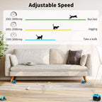 AsFrost automated cat treadmill toy showing the remote control and tracking string layout.