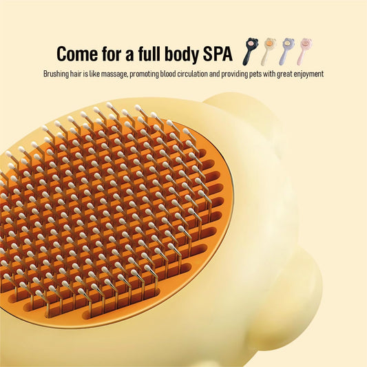 Close up of stainless steel bristles on Set Pet grooming brush