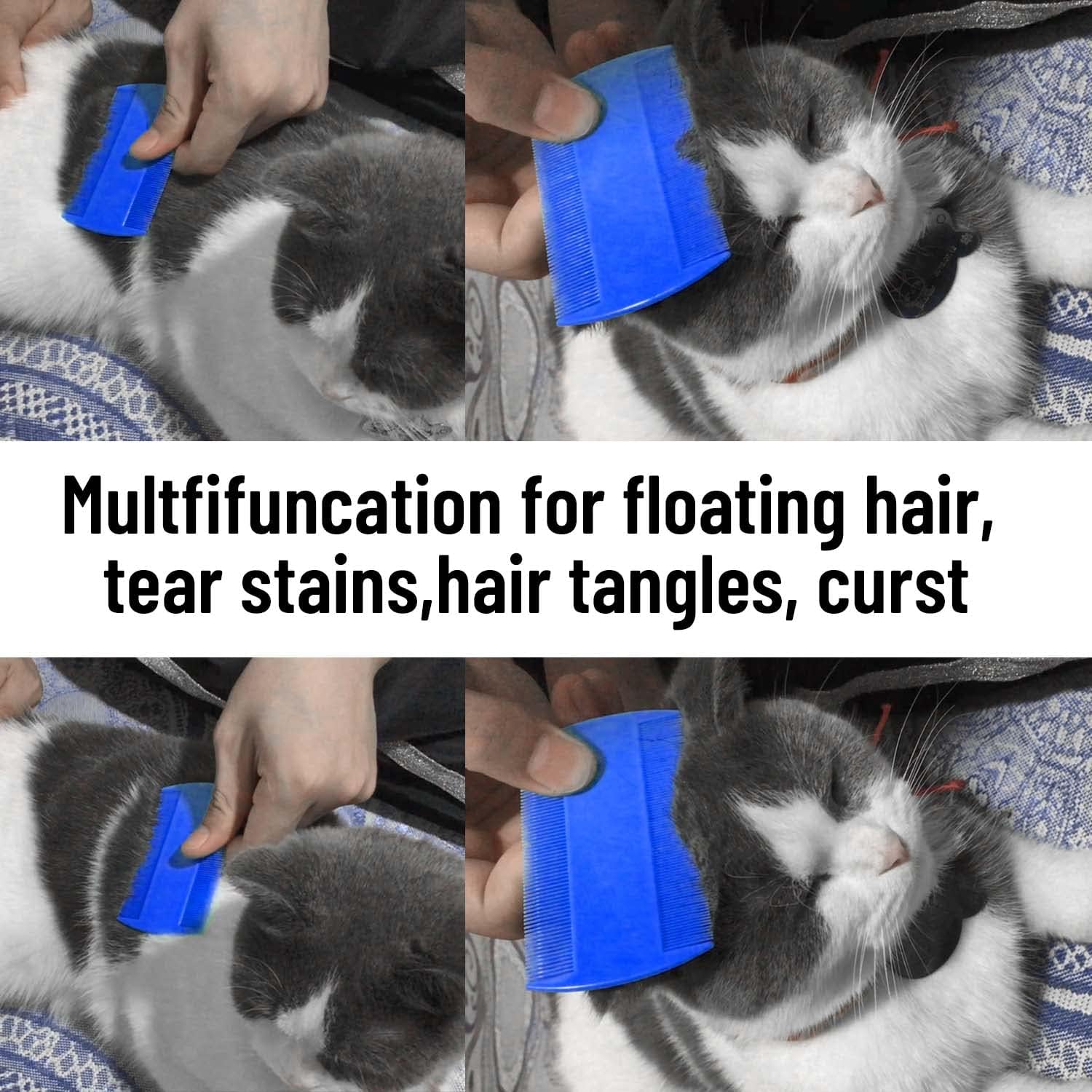 User using MoHern comb to remove dandruff from dog fur