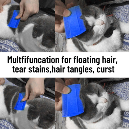 User using MoHern comb to remove dandruff from dog fur