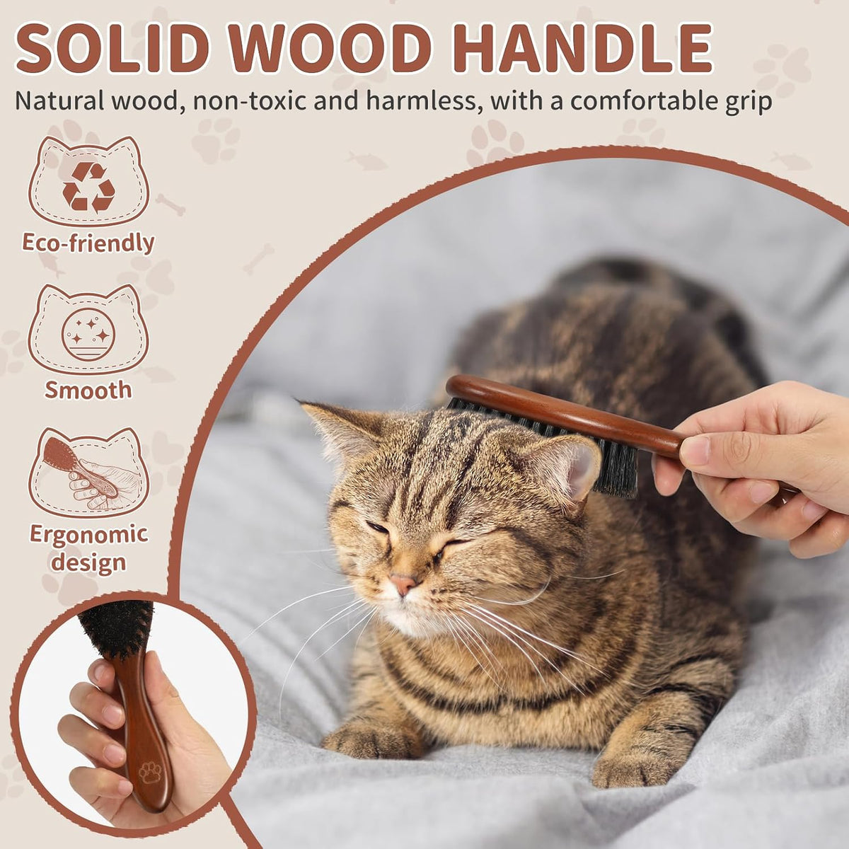 Valentise pet grooming set wooden handle details