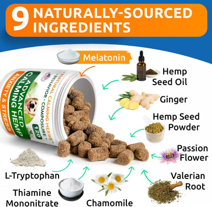 USA imported hemp calming treats for dogs barbecue flavor