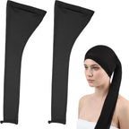 Roaming long hair weave sleeve for braids and locs black front view showing stretch mesh texture
