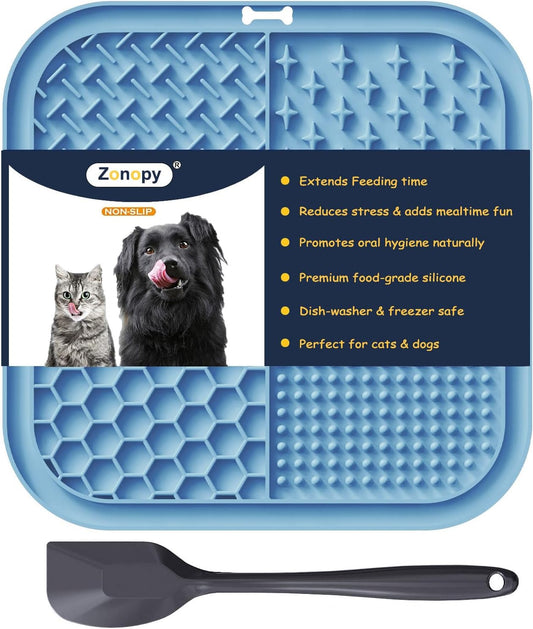 Zonopy Licking Mat for Dogs and Cats front view with treats