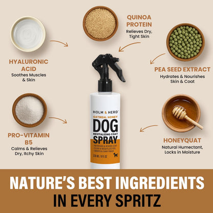 ARKRAY Holm and Herd pet deodorizer application on a clean dog coat