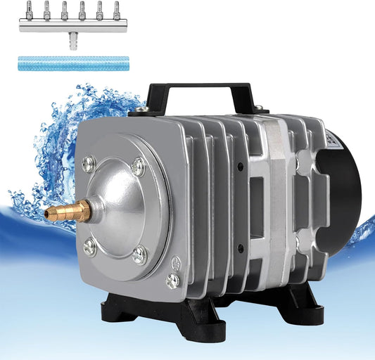 Fumak commercial aquarium air pump front view with metal housing