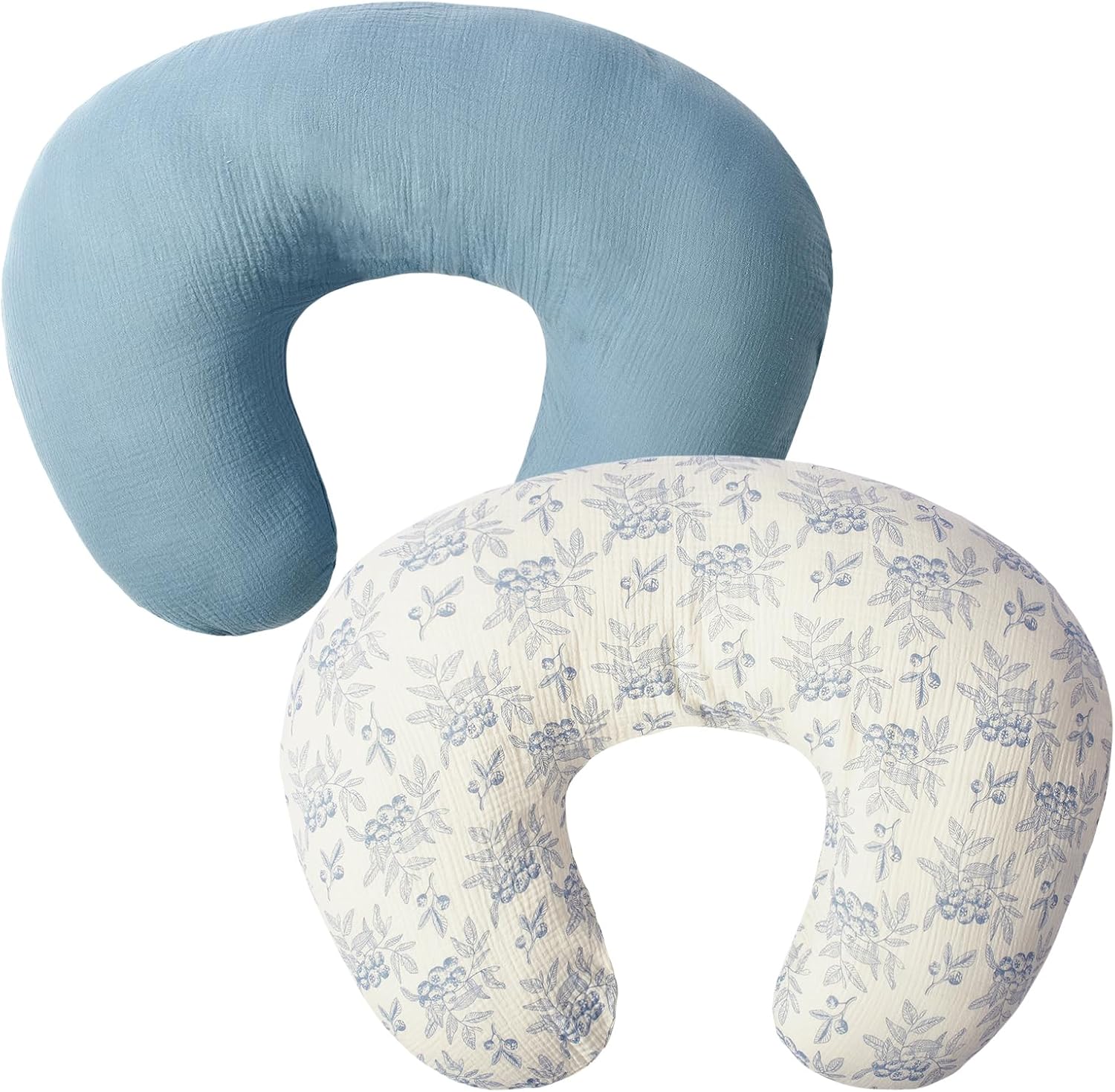 Funupup muslin nursing pillow cover in Blueberries and Blue design