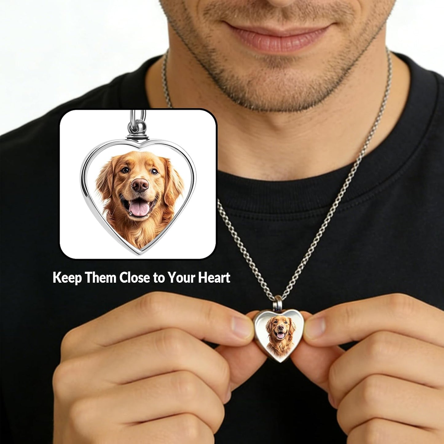 QYH memorial jewelry for dogs and cats ashes being filled using the transfer needle.