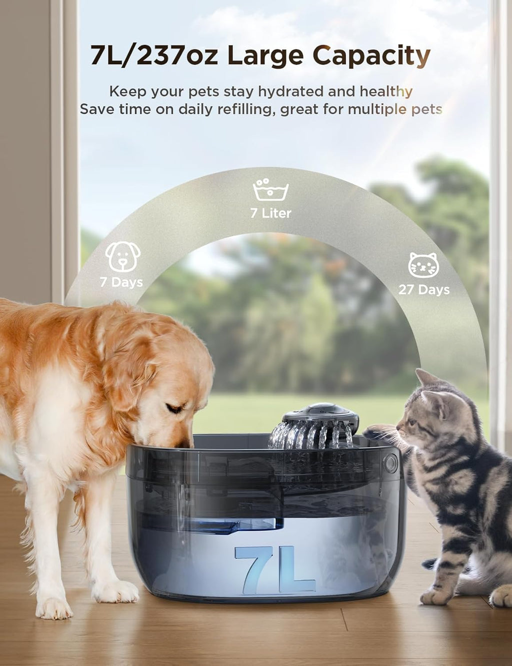 Feelneedy large capacity pet water dispenser blue