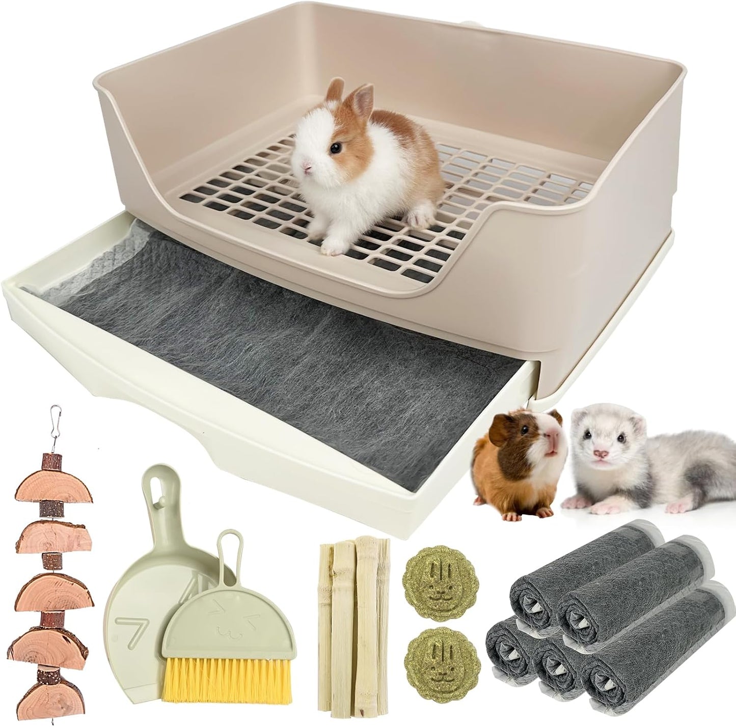 Rubyhome oversize rabbit litter box front view white