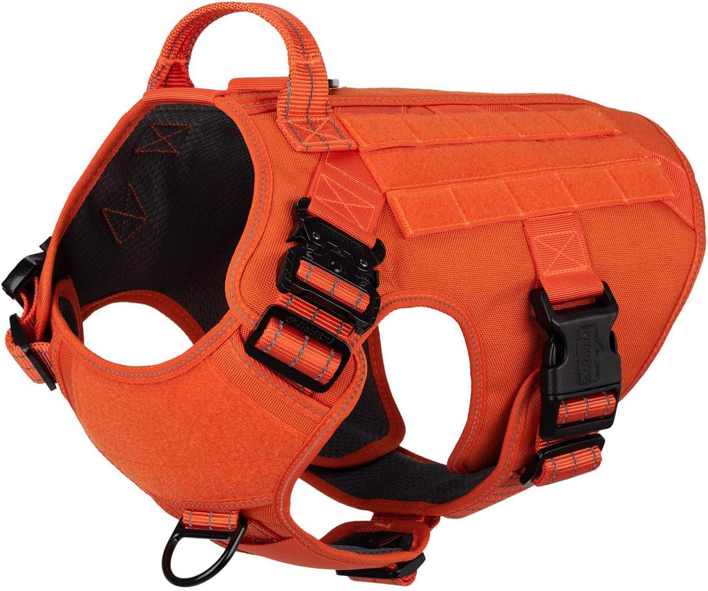 ICEFANG Tactical Dog Harness, Large Size,2X Metal Buckle,Working Dog MOLLE Vest with Handle,No Pulling Front Leash Clip,Hook and Loop Panel (Brown,L (Pack of 1)) - Image 14