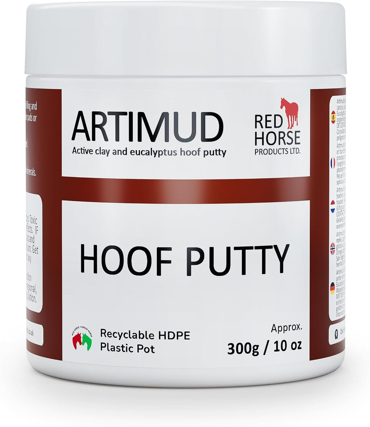 Red Horse Products Artimud horse hoof putty thrush treatment front view tub