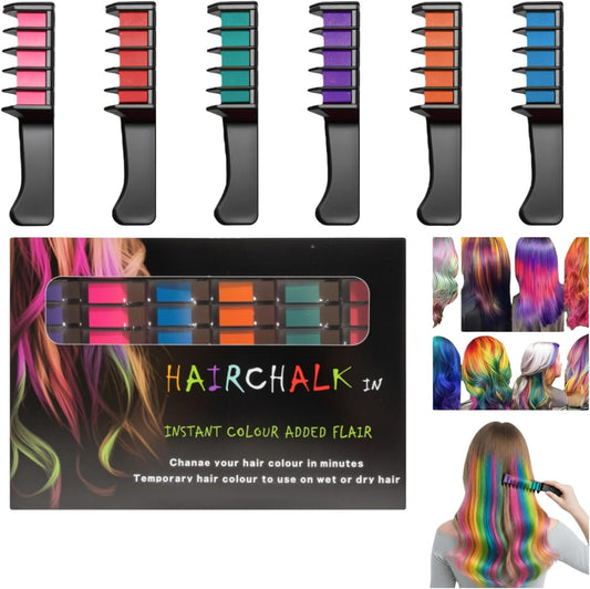 Festive Fun Hair Chalk Combs 12 Colors front view