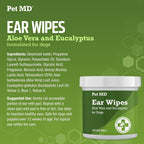 Dog having ears cleaned with Pet MD wipes
