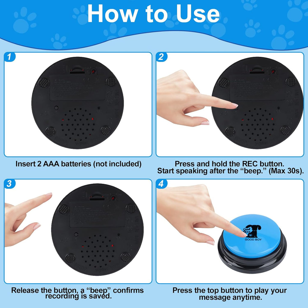 Different angles of the durable ABS plastic dog buttons designed for paw pressing