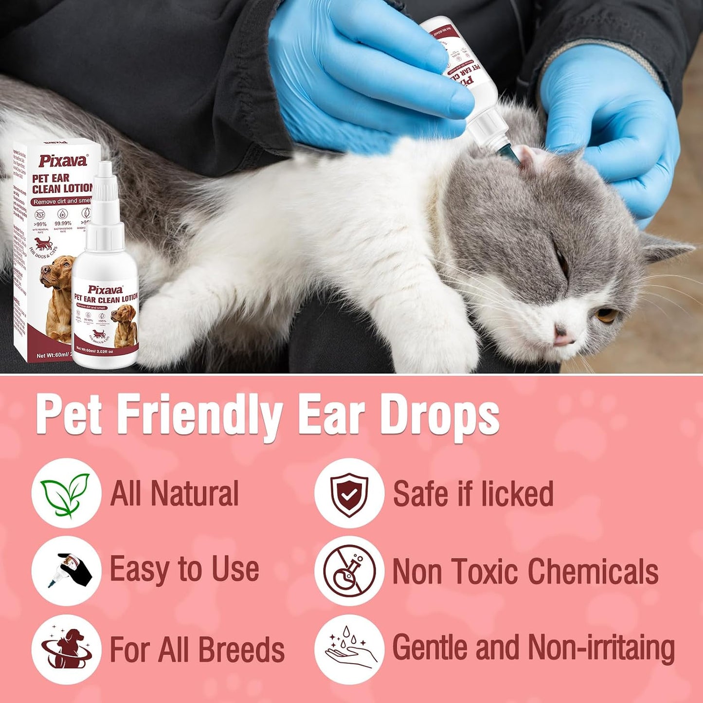 Pixava ear cleaner bottle held by a hand