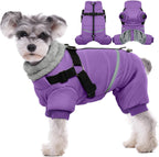 BRKURLEG purple dog coat with harness front view