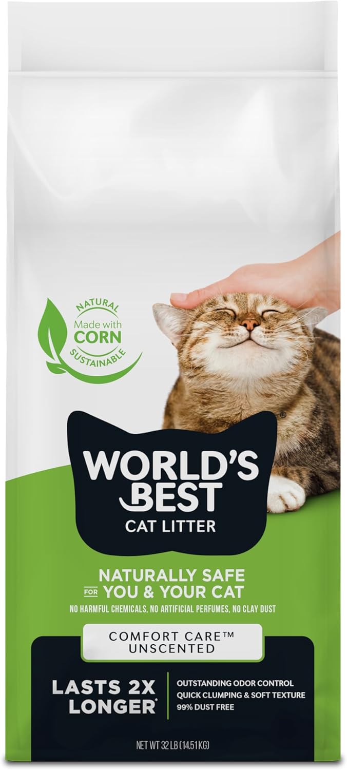 WORLD'S BEST CAT LITTER Comfort Care Unscented 15-Pounds - Natural Ingredients, Quick Clumping, Flushable, 99% Dust Free & Made in USA - Long-Lasting Odor Control & Easy Scooping - Image 12