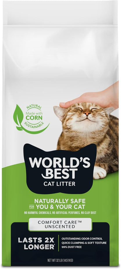 WORLD'S BEST CAT LITTER Comfort Care Unscented 15-Pounds - Natural Ingredients, Quick Clumping, Flushable, 99% Dust Free & Made in USA - Long-Lasting Odor Control & Easy Scooping - Image 12
